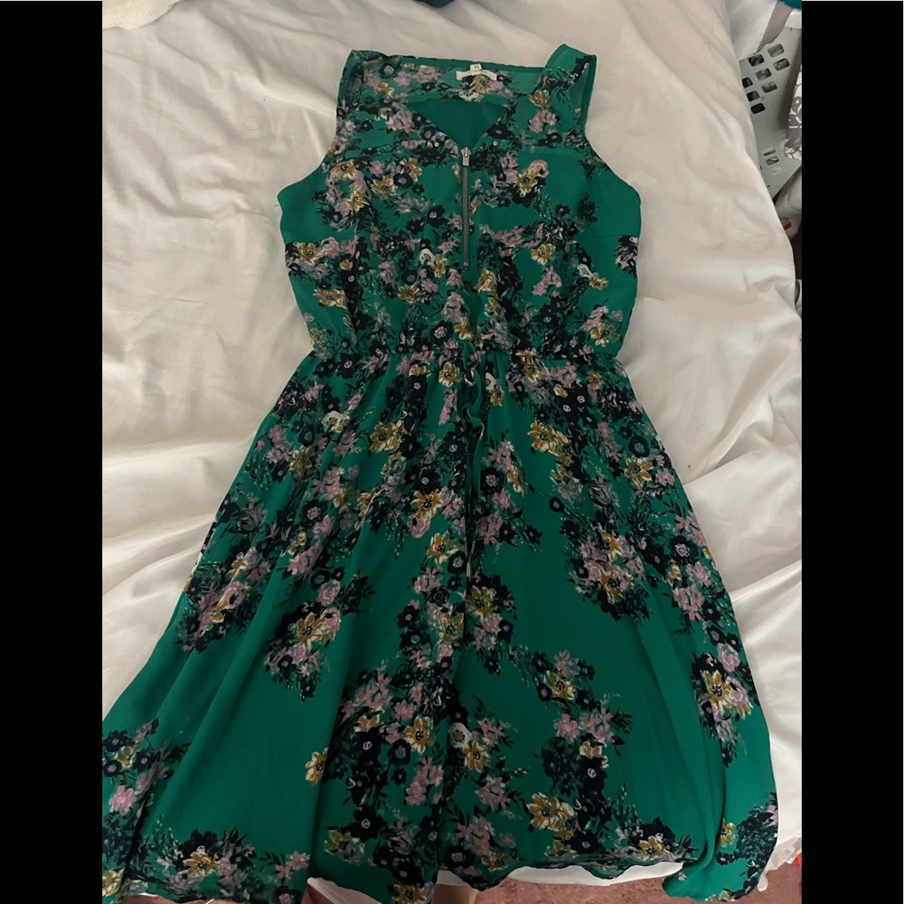 Green floral dress